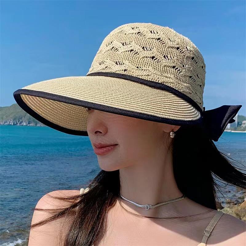 

Women s Mesh Topless Sun Hat, Korean Style - Summer Beach & Travel Protection, Large Brim - Hot Item One Size грязно-белый