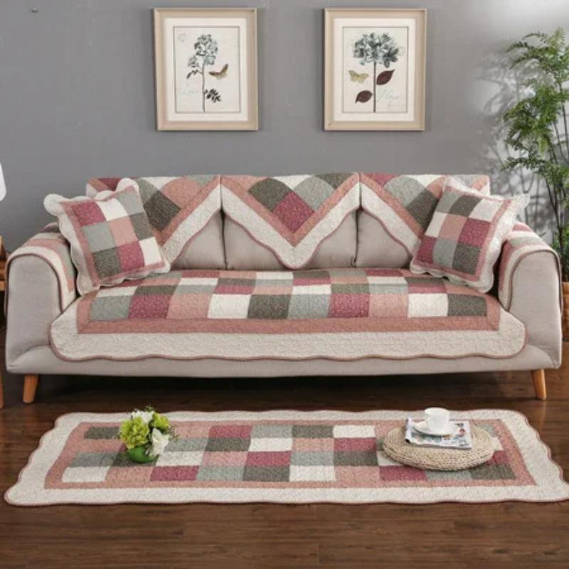 

Bohemian Cotton Fabric Four Seasons Sofa Cover Ethnic Style Couch Cover Plaid Printed Sofa Cushion for Living Room Non-slip Mat 70x70cm 1pcs