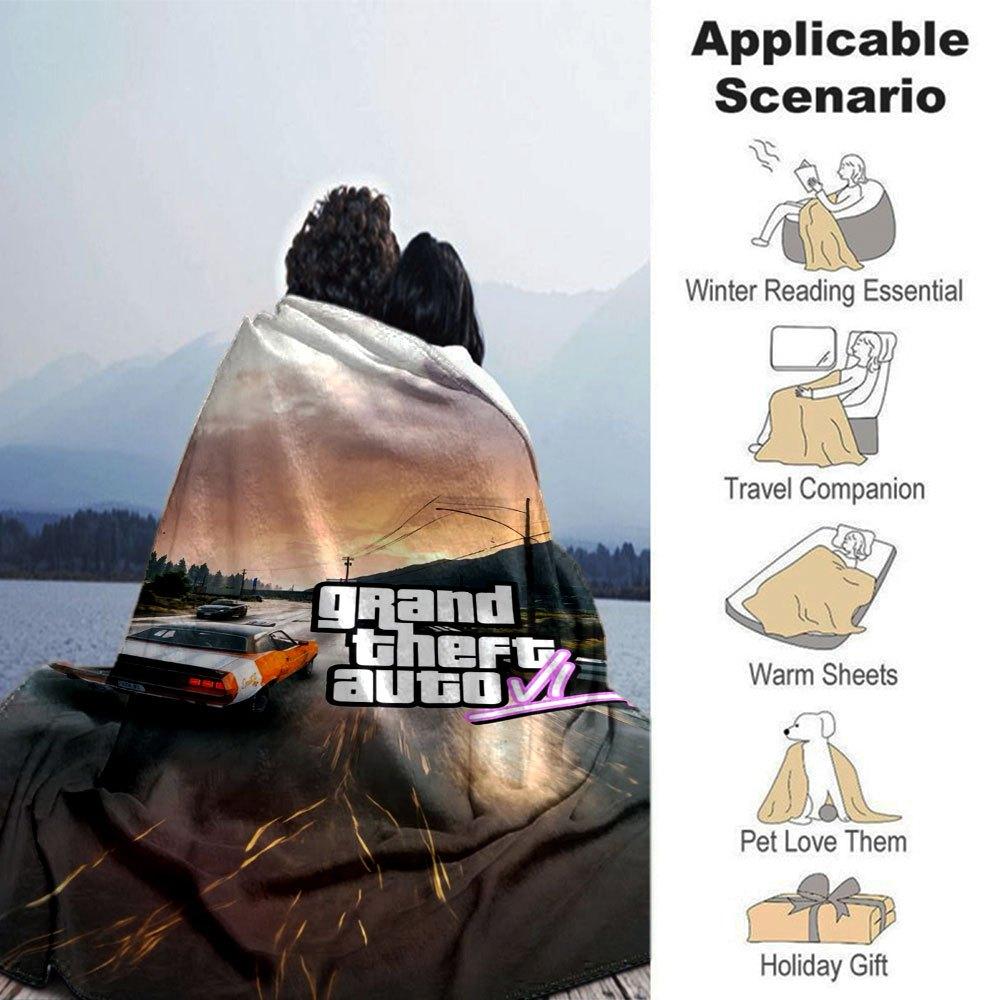 1pc Grand Theft Auto Soft Flannel Blanket with Designer Print A cozy blanket for all seasons, perfect for the couch, bed, office