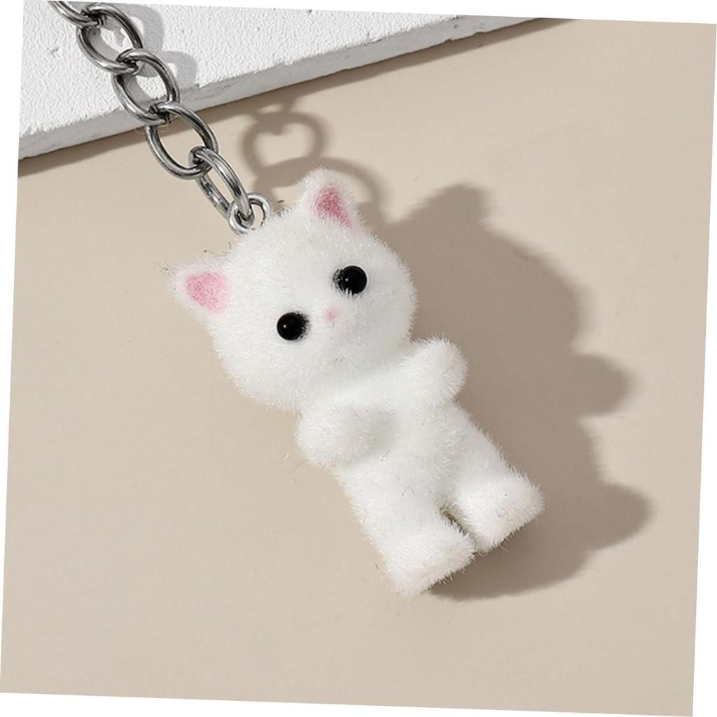 FOMIYES 10 Pieces Colorful Kitten Keychains, Golden Kitten Charms for Keys, Delicate Cartoon Animal Charms, Pendants, Plush Toy Accessories for