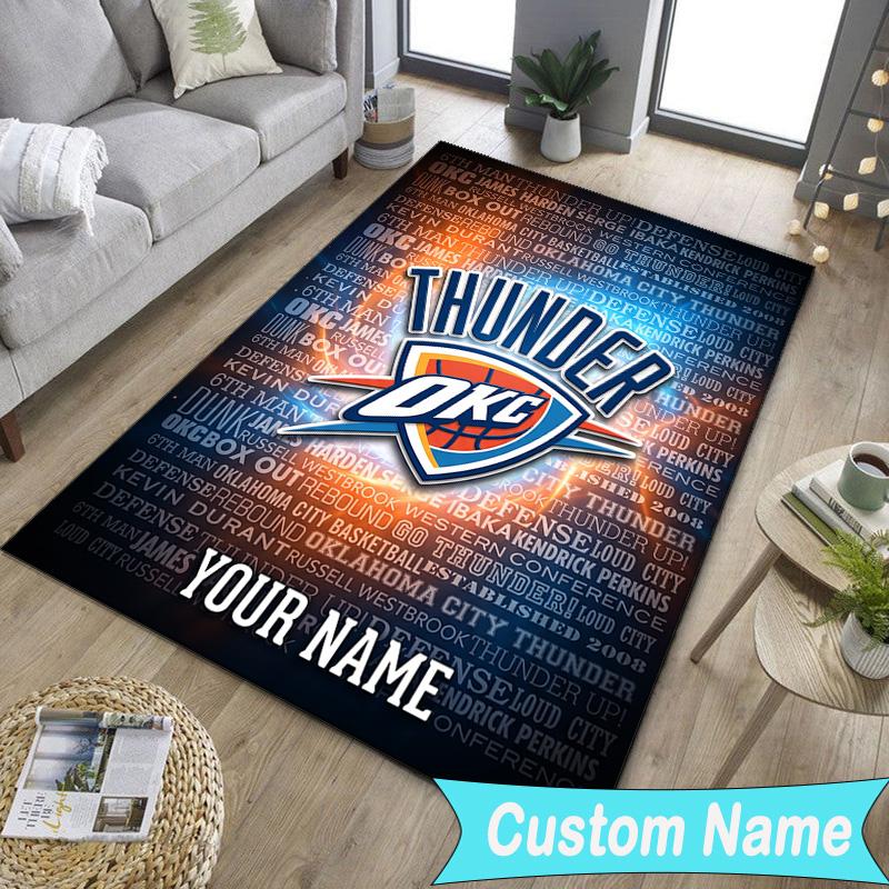 Custom NameThunder Basketball Team Carpet, Indoor Rug, Chair Rug, Living Rooms, Doormat Made From Polyester Home Decor Birthday Christmas Gifts