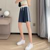 Women's Mid Rise Drawstring Wide Leg Shorts Loose Fit Ice Silk Striped Bermuda Shorts Lightweight Summer Casual Shorts