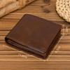 RFID Genuine Leather Men's Bifold Wallet Vintage Cowhide Short Purse with Interior Zipper Pocket