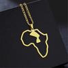 Unique Cultural Jewelry African Map Egyptian Queen Necklace Featuring Stainless Steel Pendant Design For Men Women