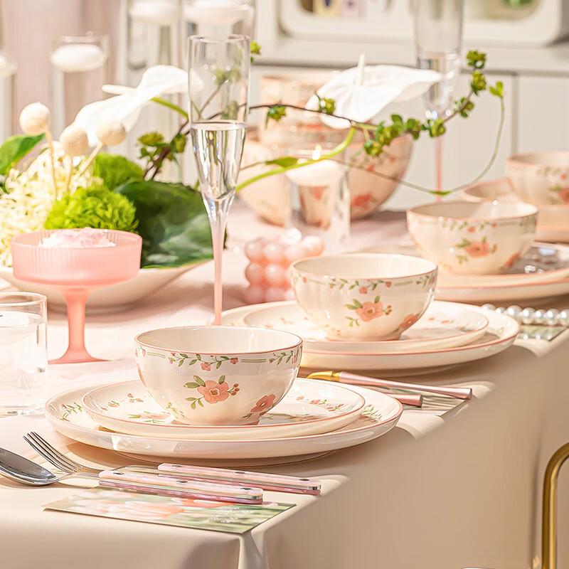 Cream Style Peach Blossom Ceramic Dinnerware