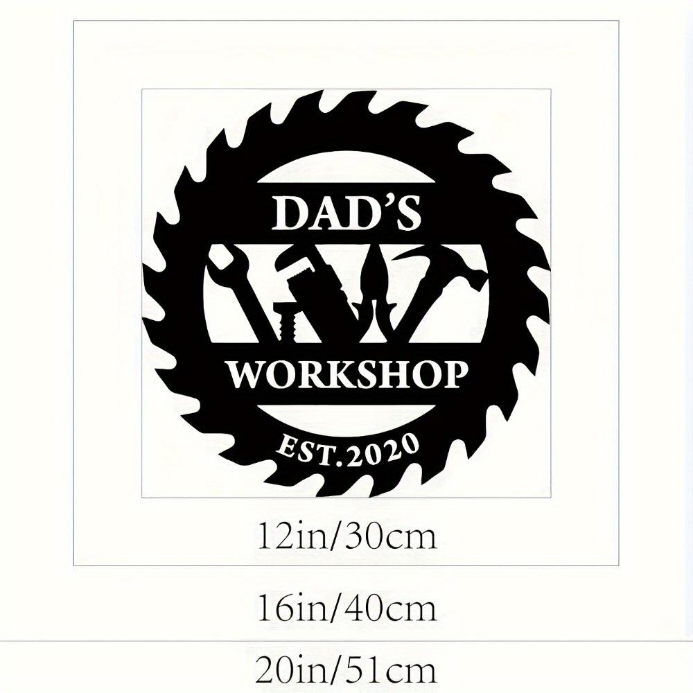Exquisite Dad's Workshop Black Metal Decorative Plaque Tool Inspired Design Father's Day Wall Art Easy Install
