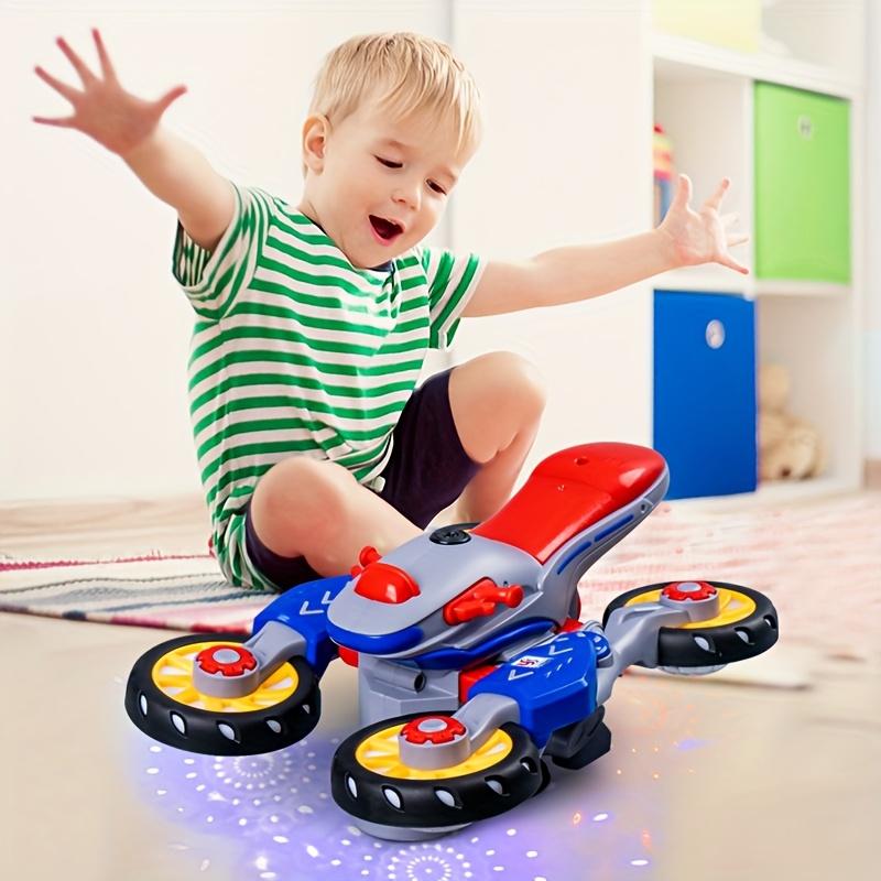 Stunt rotating motorcycle model, universal electric toy 360° rotation, pleasant music, safe ABS material excluding batteries and, Christmas,