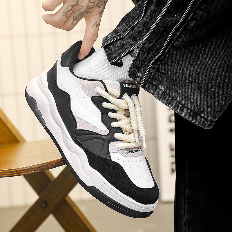 Fashion Skateboard Casual Sneaker Men's Autumn Sneakers Round Toe Fashion Leather Shoes Non-slip Shoes Soft and Comfortable