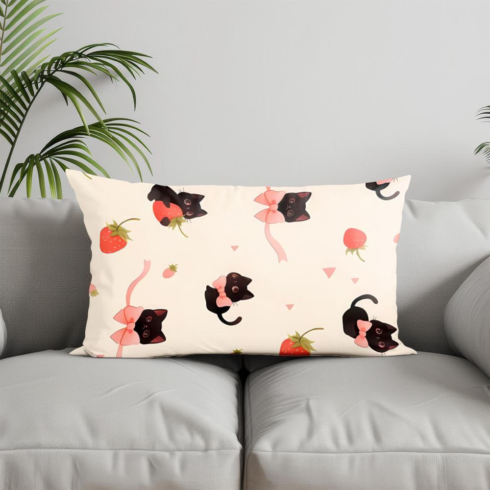 Home Decor Cute Cats Pillow Cover Design Suitable For Sofa Bedroom Car Pillow Cover Cushion Rectangular Back Cushion