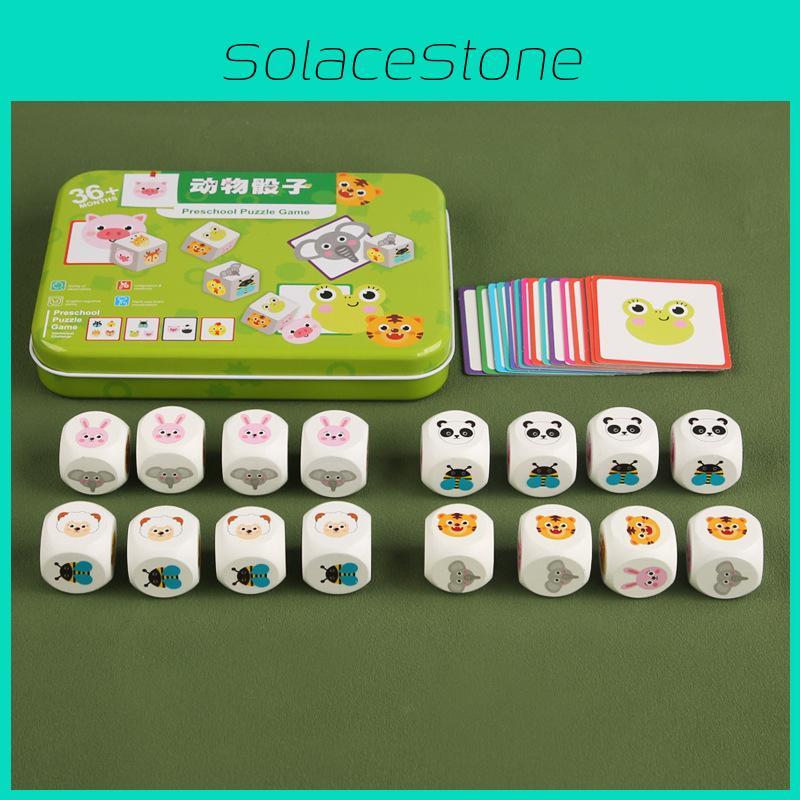 Wooden Animal Dice Puzzle For Kids Education And Focus Training Interactive Board Game