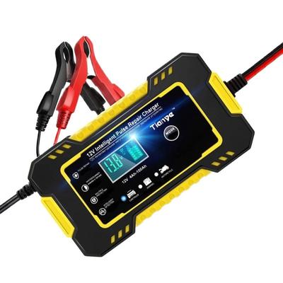 Autobatterie-Ladegerät, vollautomatisch, für Motorräder, 12 V, 6 A, Pulsreparatur, LCD-Display, intelligentes Schnellladen, AGM, zyklenfest, GEL, Blei-Säure-Ladegerät