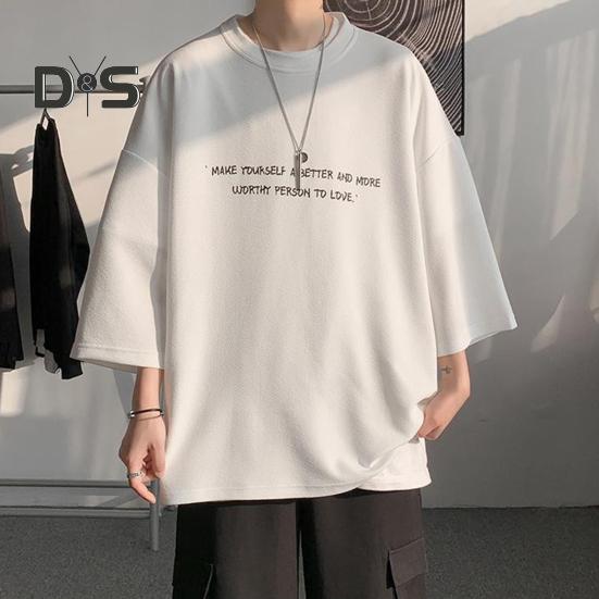Strečové letní tričko tenké populární muž letní Letter Print Top