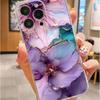 Purple Flower Anti-Fall Transparent Case for iPhone 14-17 Pro Max