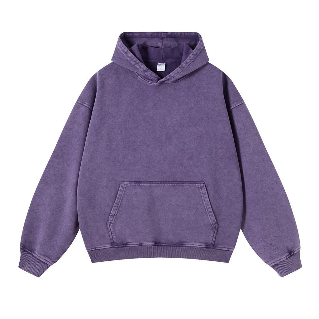 2024 Autumn/Winter Vintage Minimalist Heavyweight Washed Waxed Terry Hoodie (420gsm)