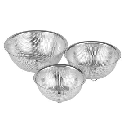 Punching Ball Colander Set of 3 15cm 18cm 21cm with Feet Stainless Steel AZ-5566