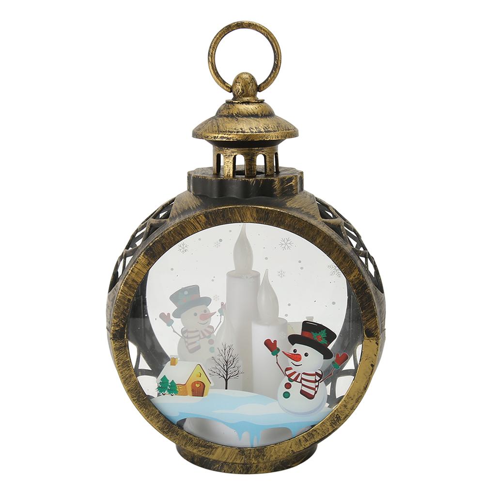 Christmas Vintage Decorative Candle Lantern Christmas Decorative Lantern with LED Flickering Flameless Candle Bronze