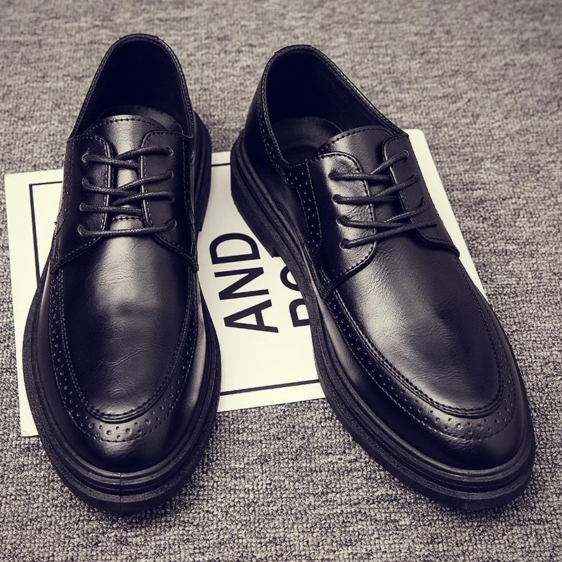 Fashion Men's Dress Formal Calfskin Leather Shoe Men Business Casual Men Fashion Breathable Shoes British Casual Lace Up Single Leather