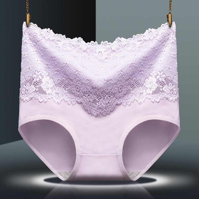 5pcs/pack High Waist Briefs Panties Women Sexy Lace Underwear Plus Size Bamboo Cotton Panties