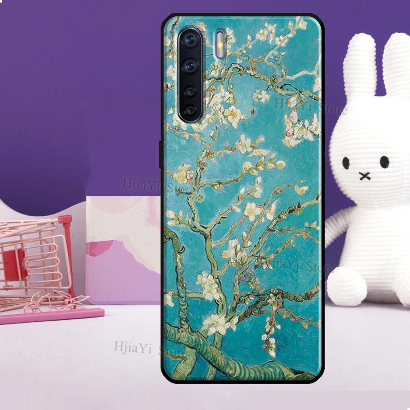 Blossoming Almond Tree Case For OPPO Reno 5 Lite 2Z 2F A5 A9 A53 A53S 2020 A52 A72 A1K A15 A83 A94 A74 A54 Coque