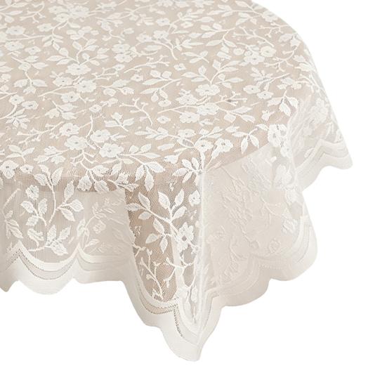Yousheng Floral Lace Tablecloth, Square White Lace Doily, Vintage Scalloped Table Cover for Nightstand Coffee Table Tea Party Home Decor