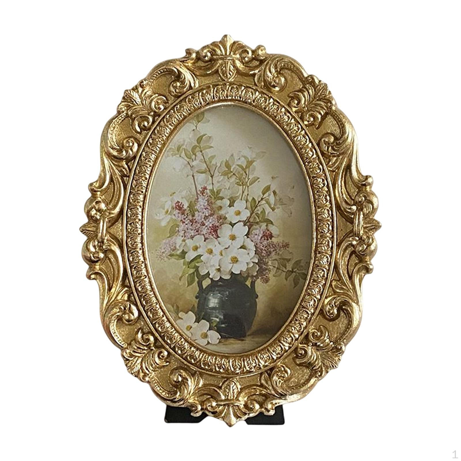European Style Photo Frame Picture Holder Rectangle Desktop Wall Hanging Elegant Display for