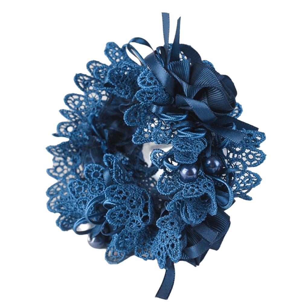 Polyester Flower Embroidered Hair Scrunchies Fabric Bow Hair Accessory Elegant Lace Hair Tie Girl