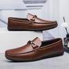 New Men's Business Casual Shoes Comfortable Leather Casual Shoes Sneakers Breathable Rubber Bottom Loafers Slip on Flats