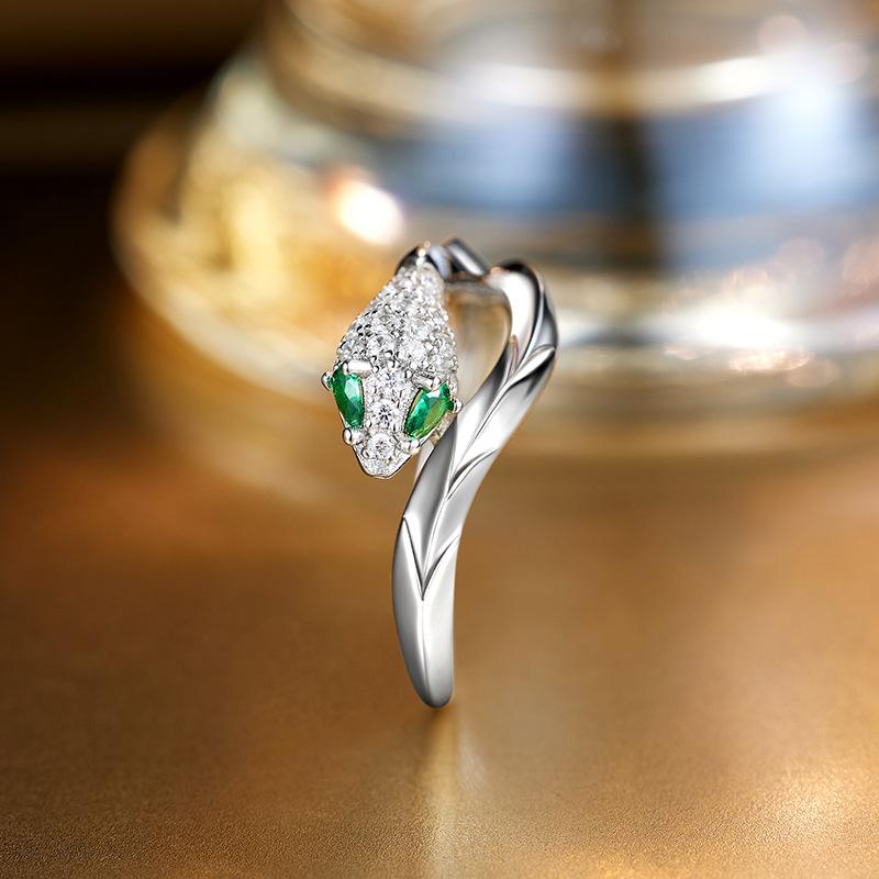 S925 silver diamond snake ring accessories girls versatile temperament ring 2026 new daily wear jewelry gift