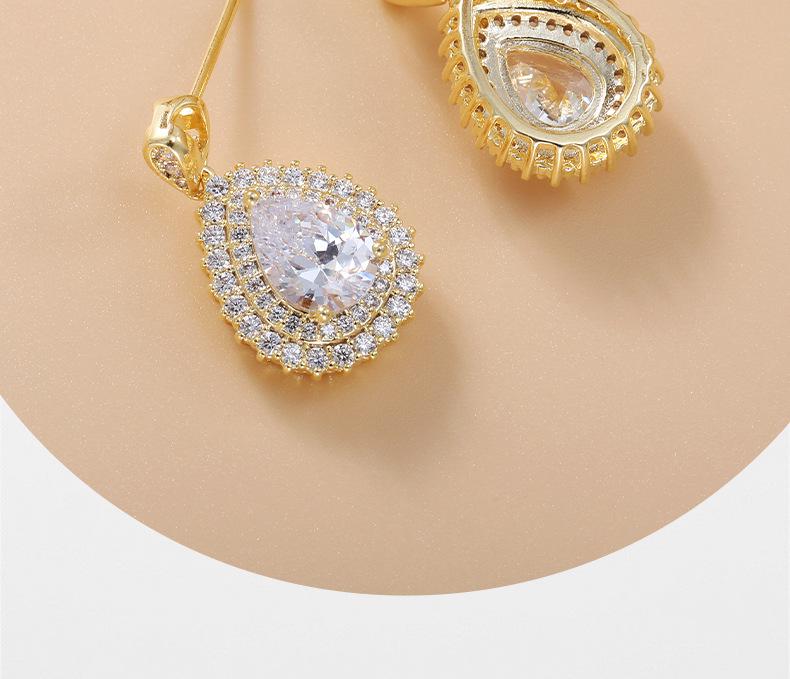 Cercei eleganți cu zirconiu în formă de picătură de apă: Stil European și American Luxos pentru Banchete și Seri