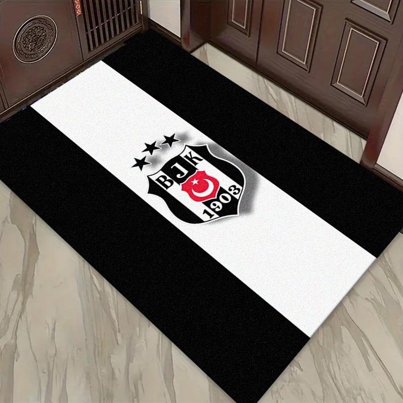 Tappeto Tappetino con Logo Beşiktaş per Soggiorno Camera da Letto Casa Decorazione Divano, Tappetino Antiscivolo per Giochi Bambini