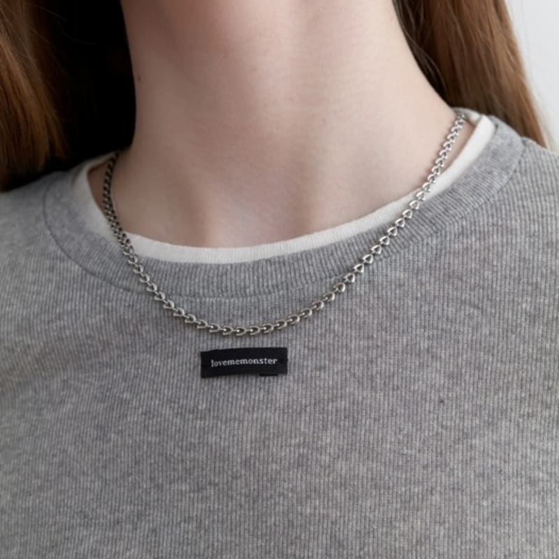 LIEBE MICH MONSTER [Chirurgisch] Einfache Herz-Kettenhalskette (L251MNK140)