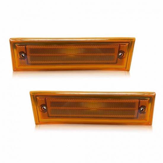Pair LED Marker Side Turn Light Signal For GMC Chevrolet 1981-1991 Lamp&Housing Amber Lens Housings Only-
