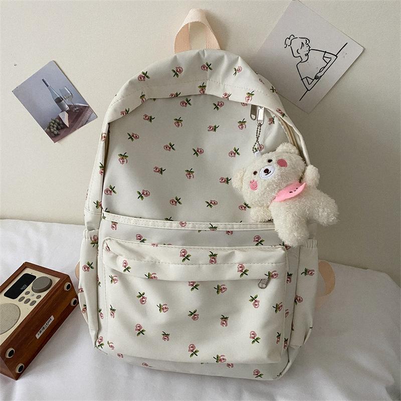 Cartella: Zaino floreale giapponese stile soft girl per bambine, borsa scolastica fresca stile coreano INS, zaino per scuola superiore
