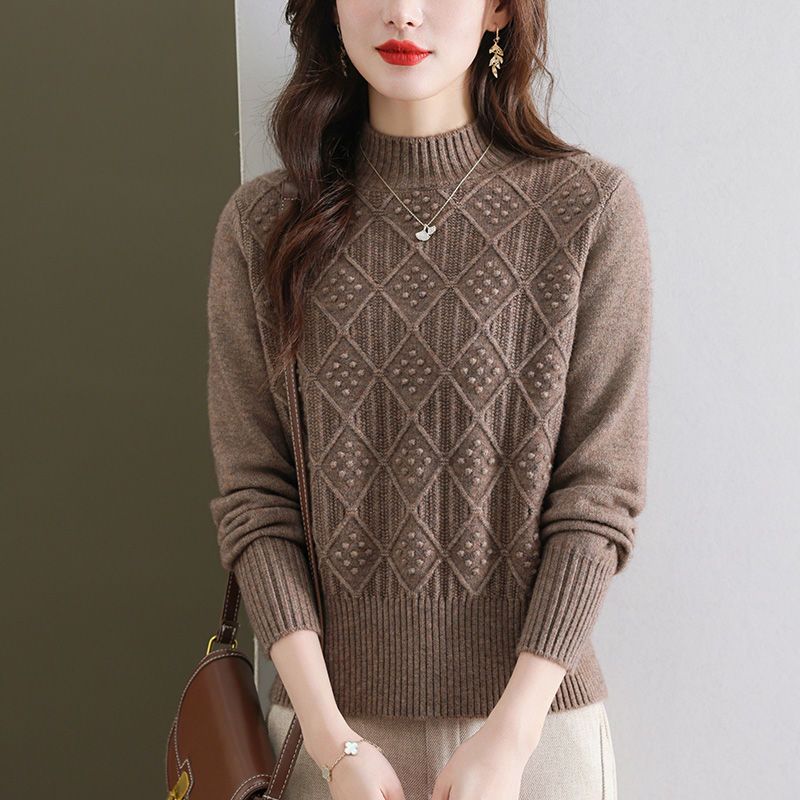 Winter Short Fashion High Neck Loose Sweater Thick Knitted Bottom Top