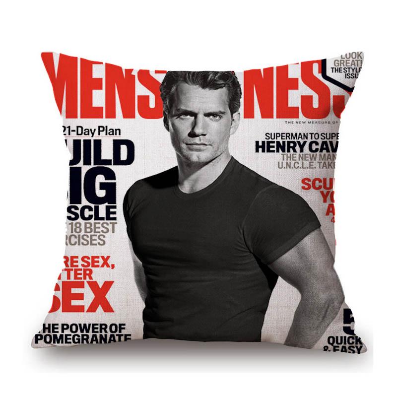 Sexy Handsome Super Star Henry Cavill Muscle Man Fans Gift Cotton Linen Sofa Throw Pillow Case Home Decoration Art Cushion Cover