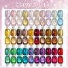 30 Shades Suspended Mirror Cat Eye Gel Polish Set with Glitter Glass Bead Effect