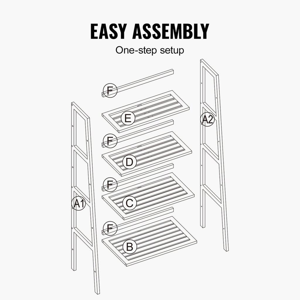Bamboo Bookshelf 4 Tiers Bamboo Ladder Bookshelf Trapezoid Storage Rack