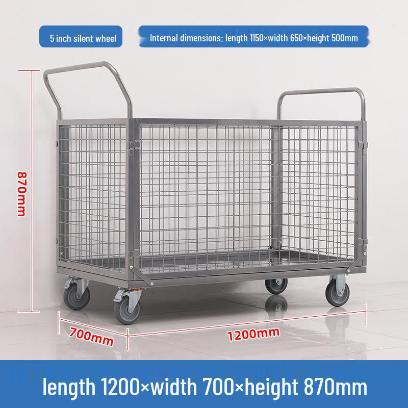 Warehouse Mesh Cart - Multi-Functional Folding Hand Truck for Silent Transport and Load-Bearing Handling