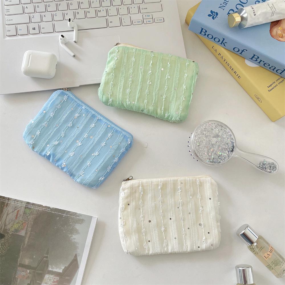 Sequin Three-dimensional Chiffon, Flower Change Bag, Sundries, Key Finishing Bag, Girls' Personal Belongings Storage Bag