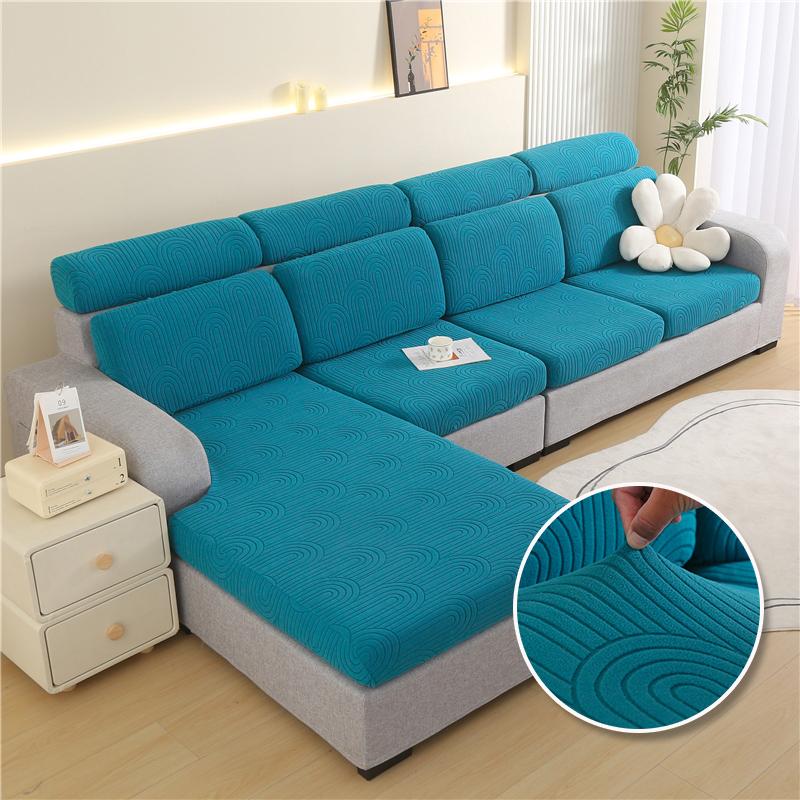 Thick Cushion Cover Wave Pattern Jacquard Sofa Seat Cover for Living Room L-Shaped Corner Sofa Backrest Sofa Protector