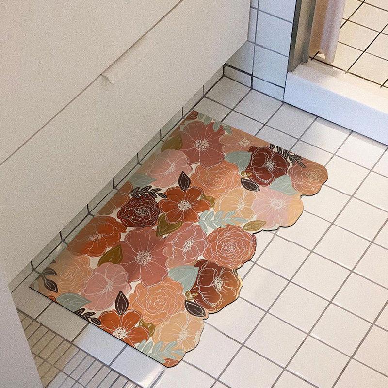 

Абсорбуючий килимок для ванної кімнати Нековзкий килимок для дверей ванної кімнати Килим із живих квітів Килимок для душу для ванної кімнати 50 * 80 cm