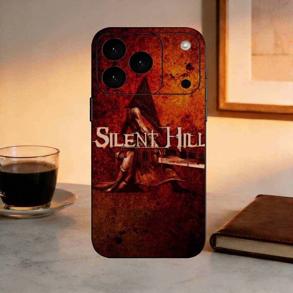 Games Silent Hill Horror Phone Case For iPhone 17,16,15,14,13,12,11 Plus,Pro Max,XS,Soft Silicone Black Cover
