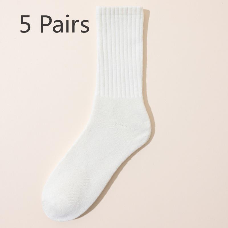 5 Pairs of Women's Autumn and Winter Padded and Thickened Warm Loop Mid Calf Socks