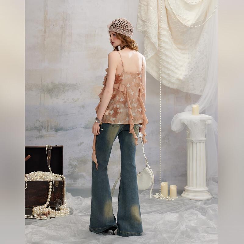UNIFREE Tie-Dye Butterfly Print Chiffon Camisole