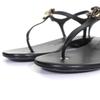 CHANEL Sandals COCO Mark ankle strap thong sandal flats black leather 24C G45428 Used