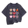 Girls Heart-shaped High-quality T-shirt Summer New Children's Clothing Kids Short-Sleeve Graphic Casual Tops