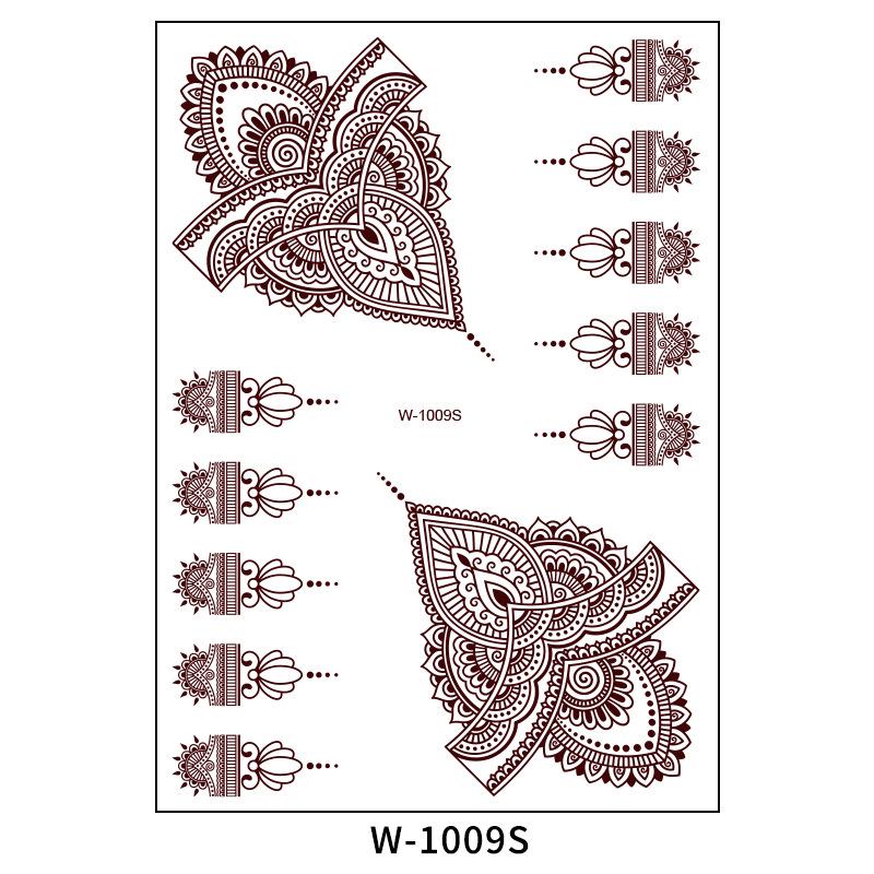 Waterproof European & American Red/Brown Henna Lace Tattoo Stickers for Arab Brides