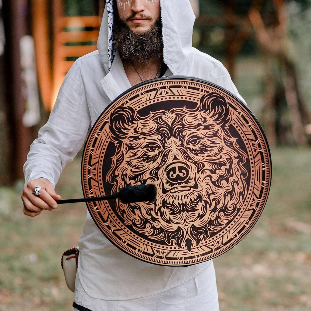 Shaman Drum With Drum Stick Sound Healer Siberian Shaman Alchemical Moon Drum for Spiritual Music, Reflection Meditation