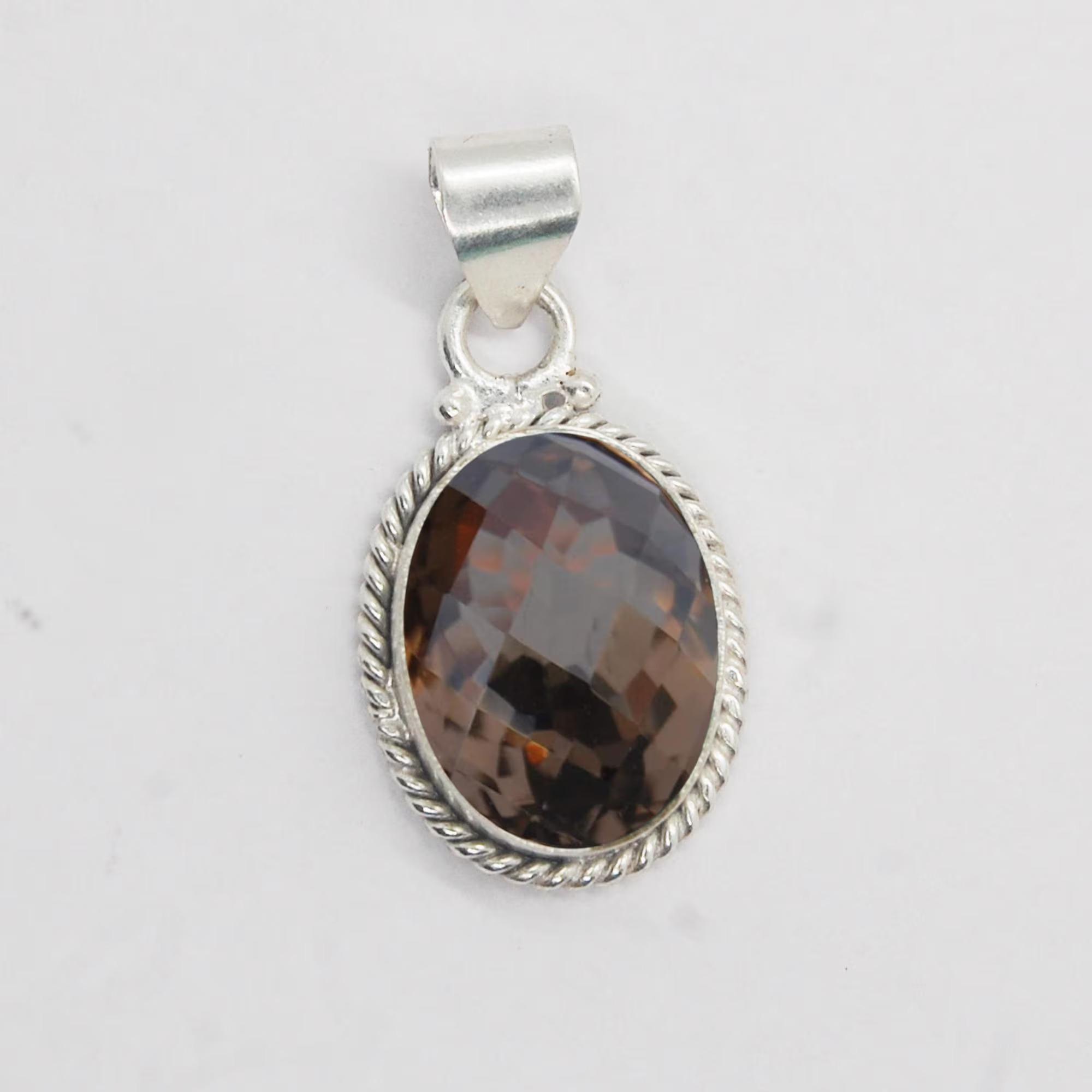 

Genuine Smoky Quartz Gemstone 925 Sterling Silver Pendant, 18K Yellow Gold Filled, 18K Rose Gold Fill Statement Minimalist Pendant золотий жовтий колір