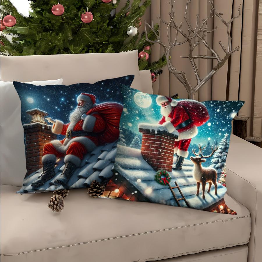 Christmas Pillow Cover for Home Cartoon Sofa Cushion Cover Printed Living Room Decoration Pillow Cover